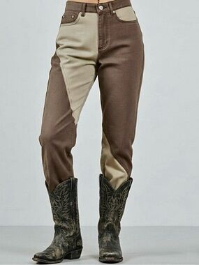 UrbanOutfitters BDG Patchwork Cowboy Jeans Straight-Leg in Brown Khaki Size27